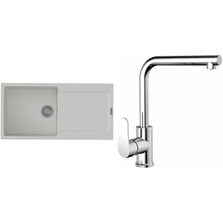 Set StrongSinks S3 (dřez Zala 1000 Bílá + baterie Stréva Chrom)