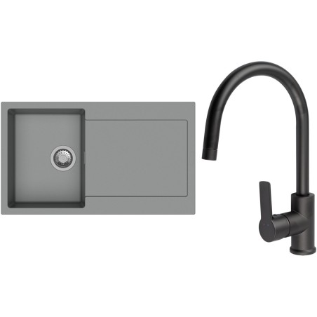 Set StrongSinks S3 (dřez Zala 860 Šedá + baterie Loira Černá matná)