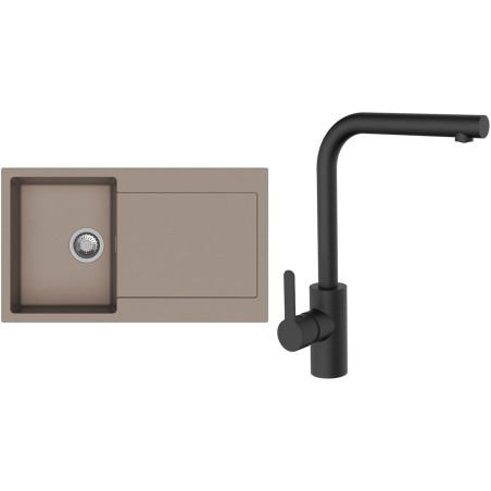 Set StrongSinks S3 (dřez Zala 860 Béžová + baterie Ipoly Černá matná)
