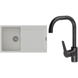 Set StrongSinks S3 (dřez Zala 860 Bílá + baterie Garonne Černá matná)