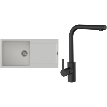 Set StrongSinks S3 (dřez Zala 1000 Bílá + baterie Ipoly Černá matná)