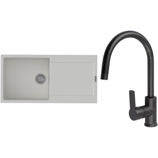 Set StrongSinks S3 (dřez Zala 1000 Bílá + baterie Loira Černá matná)