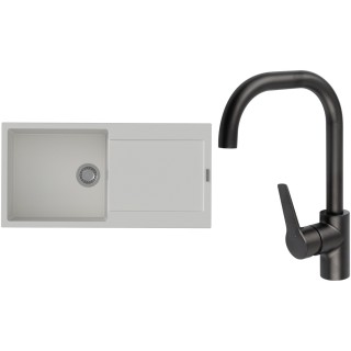 Set StrongSinks S3 (dřez Zala 1000 Bílá + baterie Garonne Černá matná)