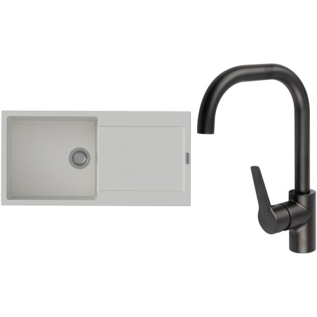 Set StrongSinks S3 (dřez Zala 1000 Bílá + baterie Garonne Černá matná)