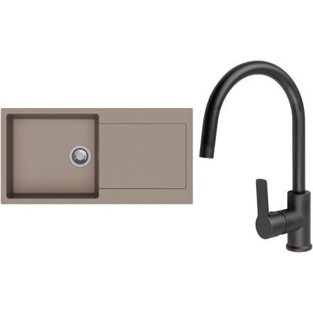 Set StrongSinks S3 (dřez Zala 1000 Béžová + baterie Loira Černá matná)