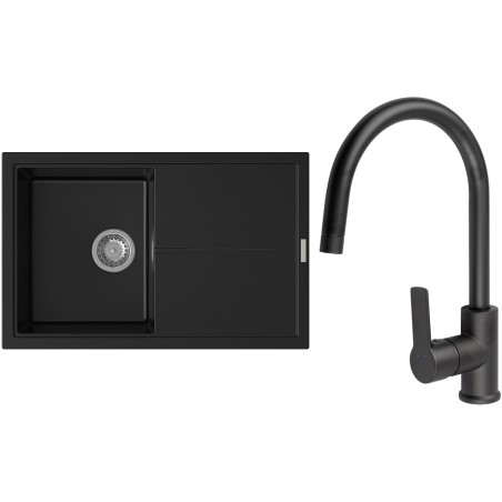 Set StrongSinks S3 (dřez Labe 780 Černá + baterie Loira Černá matná)