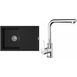Set StrongSinks S3 (dřez Labe 780 Černá + baterie Stréva Chrom)