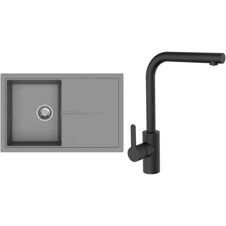 Set StrongSinks S3 (dřez Labe 780 Šedá + baterie Ipoly Černá matná)