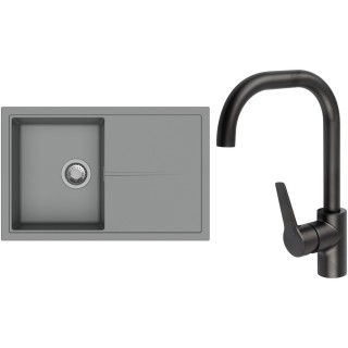 Set StrongSinks S3 (dřez Labe 780 Šedá + baterie Garonne Černá matná)