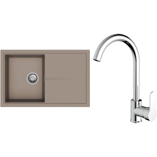 Set StrongSinks S3 (dřez Labe 780 Béžová + baterie Seina Chrom)