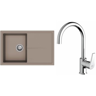 Set StrongSinks S3 (dřez Labe 780 Béžová + baterie Rhona Chrom)
