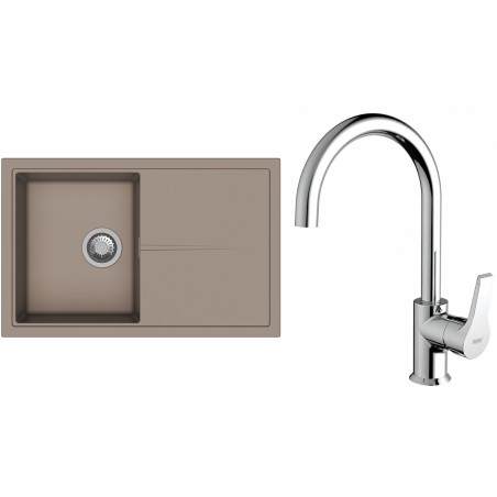 Set StrongSinks S3 (dřez Labe 780 Béžová + baterie Rhona Chrom)