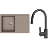 Set StrongSinks S3 (dřez Labe 780 Béžová + baterie Loira Černá matná)