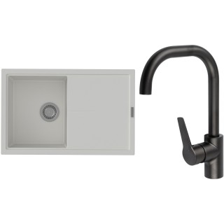 Set StrongSinks S3 (dřez Labe 780 Bílá + baterie Garonne Černá matná)