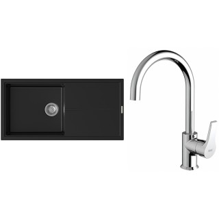 Set StrongSinks S3 (dřez Labe 1000 Černá + baterie Rhona Chrom)