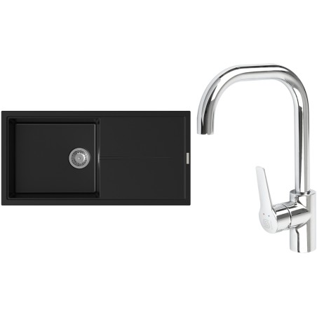 Set StrongSinks S3 (dřez Labe 1000 Černá + baterie Garonne Chrom)