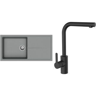 Set StrongSinks S3 (dřez Labe 1000 Šedá + baterie Ipoly Černá matná)