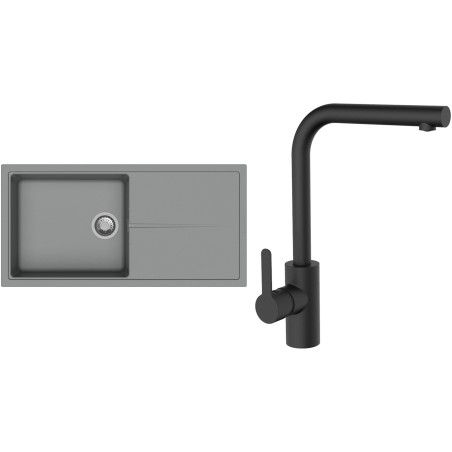 Set StrongSinks S3 (dřez Labe 1000 Šedá + baterie Ipoly Černá matná)