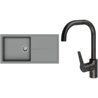 Set StrongSinks S3 (dřez Labe 1000 Šedá + baterie Garonne Černá matná)