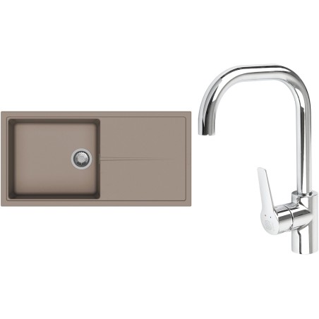 Set StrongSinks S3 (dřez Labe 1000 Béžová + baterie Garonne Chrom)