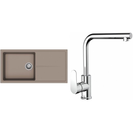 Set StrongSinks S3 (dřez Labe 1000 Béžová + baterie Stréva Chrom)