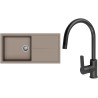 Set StrongSinks S3 (dřez Labe 1000 Béžová + baterie Loira Černá matná)