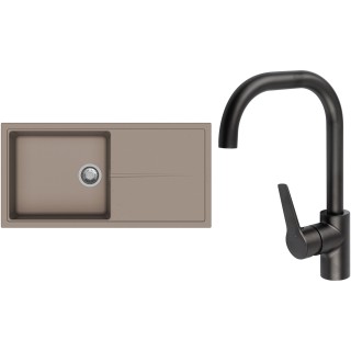 Set StrongSinks S3 (dřez Labe 1000 Béžová + baterie Garonne Černá matná)