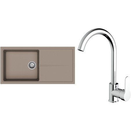 Set StrongSinks S3 (dřez Labe 1000 Béžová + baterie Seina Chrom)