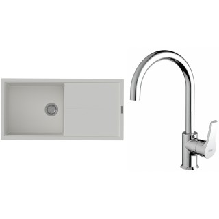 Set StrongSinks S3 (dřez Labe 1000 Bílá + baterie Rhona Chrom)