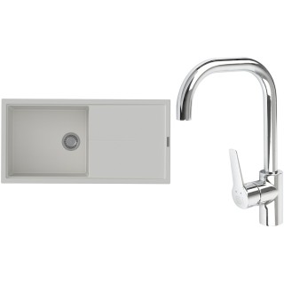 Set StrongSinks S3 (dřez Labe 1000 Bílá + baterie Garonne Chrom)