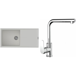 Set StrongSinks S3 (dřez Labe 1000 Bílá + baterie Stréva Chrom)