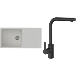 Set StrongSinks S3 (dřez Labe 1000 Bílá + baterie Ipoly Černá matná)