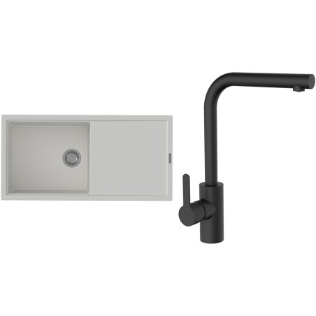 Set StrongSinks S3 (dřez Labe 1000 Bílá + baterie Ipoly Černá matná)