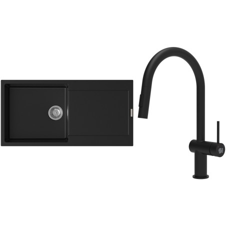 Set StrongSinks S3 (dřez Zala 1000 Černá + baterie Neris Černá matná)
