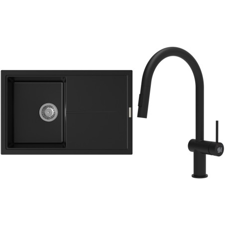 Set StrongSinks S3 (dřez Labe 780 Černá + baterie Neris Černá matná)