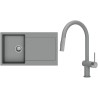Set StrongSinks S3 (dřez Zala 860 Šedá + baterie Neris Šedá, nerezová koncovka)