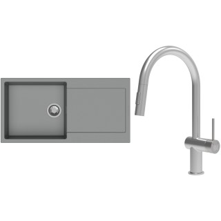 Set StrongSinks S3 (dřez Zala 1000 Šedá + baterie Neris Celonerez)