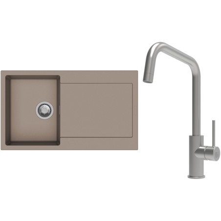 Set StrongSinks S3 (dřez Zala 860 Béžová + baterie Arda Nerez)