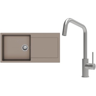 Set StrongSinks S3 (dřez Zala 1000 Béžová + baterie Arda Nerez)