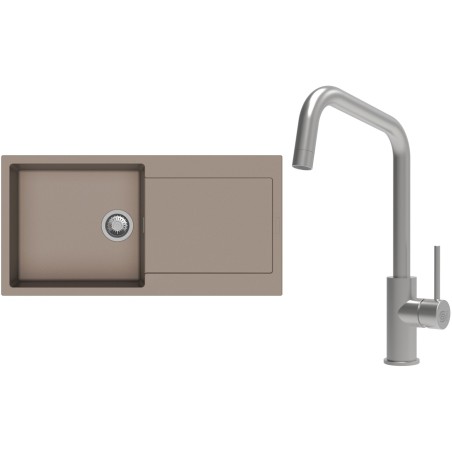 Set StrongSinks S3 (dřez Zala 1000 Béžová + baterie Arda Nerez)