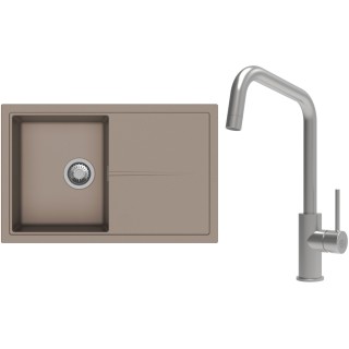 Set StrongSinks S3 (dřez Labe 780 Béžová + baterie Arda Nerez)
