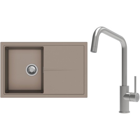 Set StrongSinks S3 (dřez Labe 780 Béžová + baterie Arda Nerez)