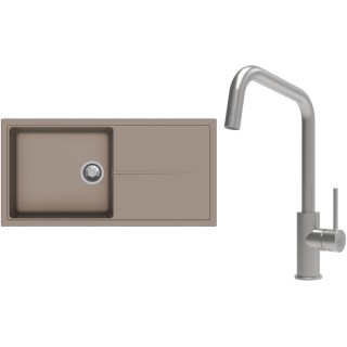 Set StrongSinks S3 (dřez Labe 1000 Béžová + baterie Arda Nerez)