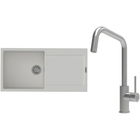 Set StrongSinks S3 (dřez Zala 1000 Bílá + baterie Arda Nerez)