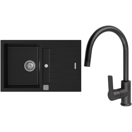 Set StrongSinks S3 (dřez Vardar 780 Černá + baterie Loira Černá matná)