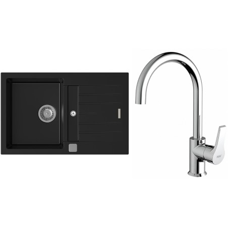 Set StrongSinks S3 (dřez Vardar 780 Černá + baterie Rhona Chrom)