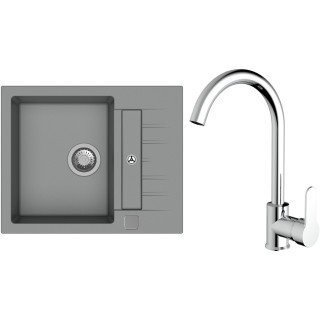 Set StrongSinks S3 (dřez Vardar 615 Šedá + baterie Seina Chrom)