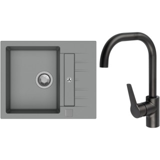 Set StrongSinks S3 (dřez Vardar 615 Šedá + baterie Garonne Černá matná)