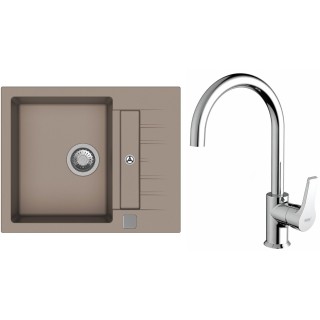Set StrongSinks S3 (dřez Vardar 615 Béžová + baterie Rhona Chrom)