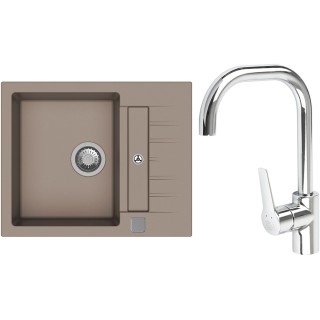 Set StrongSinks S3 (dřez Vardar 615 Béžová + baterie Garonne Chrom)
